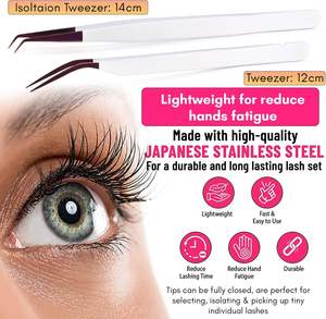Pinzas de Acero Inoxidable para Extensión de Pestañas, Etiqueta Personalizada, Herramientas de Belleza al por Mayor con Puntas de Volumen y Fibra en Venta - Product Image 5