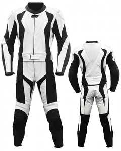 Traje de Motociclismo de Cuero con Bloques de Color Naranja y Azul, de Una Pieza, Manga Larga, Equipo de Protección - Product Image 5