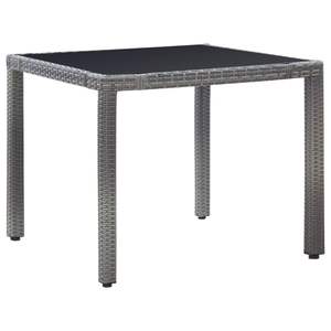 Ensemble de salle à manger 5 pièces avec rotin PE gris et verre trempé en acier pour meubles de patio, élégant et durable - Product Image 2