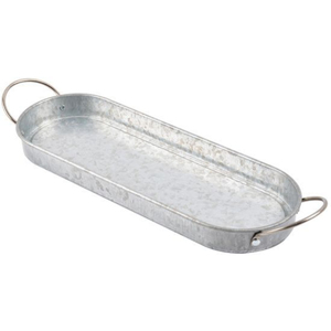 Best Quality Galvanized Metal Round Serving <b>Tray</b> With Copper Tone Rim And Rope Handles Decorative Platter For Home <b>Kitchen</b> Decor - Product Image 4