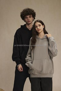 H5524 Nouveau design streetwear en gros, sweat-shirts surdimensionnés personnalisés en coton mélangé 430 g/m² avec fermeture éclair et poignets élastiques pour hommes et femmes - Product Image 2