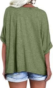T-shirt à manches courtes pour femme, col en V, en jersey de coton respirant, coupe ample et confortable, style sportif. - Product Image 2