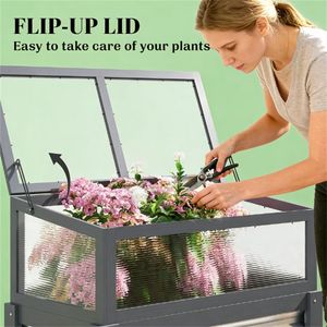 Jardinera Elevada y Mini Invernadero para Plantar, Caja de Flores Única para Jardín Exterior - Product Image 2