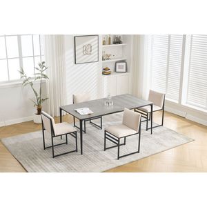 Juego Moderno de 2 Sillas de Comedor Tapizadas en Lino con Estructura de Hierro Minimalista, Respaldo y Cojines Color Marfil - Product Image 2