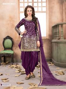 Última colección de ropa festiva de alta calidad: Conjunto de traje Salwar de seda Tapeta con trabajo de espejo, proveedor de ropa étnica de la India. - Product Image 4