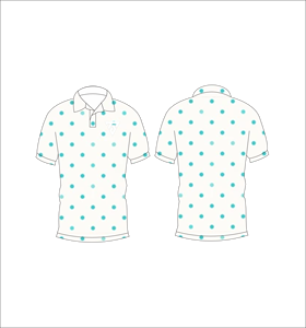 Polo pour homme blanc et turquoise à micro pois, personnalisable par sublimation, manches courtes, décontracté, respirant, léger, pour le golf - Product Image 6