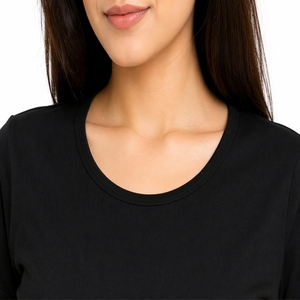 T-shirt en coton pour femme, col rond, manches courtes, personnalisable avec logo, style décontracté, vente en gros, fabricant OEM ODM - Product Image 6