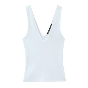 Nueva Camiseta de Tirantes de Punto con Botones y Lazo para Mujer, Estilo Casual, Cuello Cuadrado, Sin Mangas, Tipo Camisola, para Verano - Product Image 3