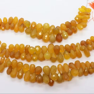 Perles facettées en calcy jaune naturel AAA, forme goutte, taille 5x9 à 9x13 MM, perles en pierre précieuse jaune, fournitures pour la fabrication de bijoux, 5,5 pouces - Product Image 1