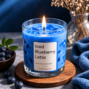 Bougie parfumée au latte glacé à la myrtille, en cire de soja, dans un bocal en verre, aromathérapie, bougie parfumée pour la décoration de la maison, cadeau - Product Image 1