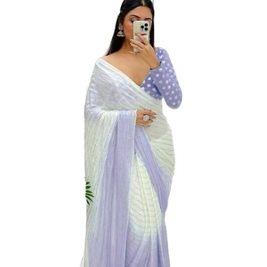 Glamor Look <b>Mirror</b> Work Hit Design Fashion Silk Fabric with Weaving Women Saree with Different Color and Blouse - Product Image 1