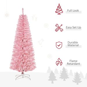 Albero di natale artificiale a matita rosa 6ft con funzione aperta automatica per decorazioni per feste domestiche - Product Image 4