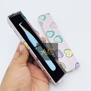 Pinzas de Precisión de 90 Grados con Punta de Diamante, Color Azul Bebé, Acero Inoxidable, para Extensión de Pestañas, con Logotipo Personalizado - Product Image 1