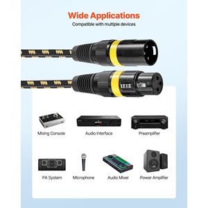 Paquete de 6 Cables XLR de 25 pies, Cable de Micrófono y Altavoz de 3 Pines Chapado en Oro, Cables Blindados Balanceados DMX Macho-Hembra de 15 m de Longitud - Product Image 6