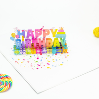 Carte de vœux 3D créative faite à la main, carte en papier pour anniversaire, cadeau, logo personnalisé OEM, fournisseur en gros, multicolore, numérique