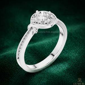 Custom IGI Certified Round Brilliant Moissanite Halo Ring 9KT 10KT 14KT 18KT Gold <b>Infinity</b> Engagement Ring - Product Image 3