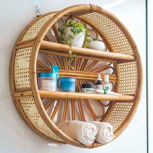 Cheapest Price Excellent Quality <b>Wall</b> Moon Rattan <b>Shelves</b> Unique Style Eco Friendly Simple <b>Wall</b>-<b>mounted</b> <b>Shelf</b> - Product Image 5