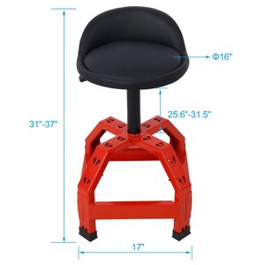 Asiento giratorio neumático de 360 grados de alta resistencia para mecánicos con almacenamiento de herramientas en rojo - Product Image 4