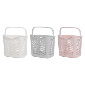 Portable PP <b>Storage</b> Basket Small Plastic Organizer Bin with Handle Drainage Design for Bathroom Laundry <b>Shower</b> Picnic - Product Image 1