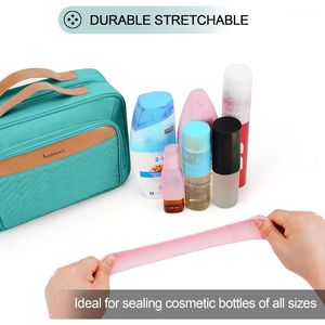 Bolsa de Aseo Colgante de Viaje para Mujer, Bolsa de Maquillaje Grande con 8 Fundas de Silicona a Prueba de Fugas, Estuche Cosmético Impermeable para Moto Acuática - Product Image 3