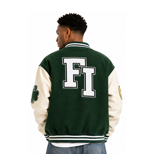Chaqueta Varsity Corta Personalizada para Hombre, con Cierre, Estilo Casual Otoñal, Bordada, con Parche de Ganchillo, Chaqueta Moderna - Product Image 2