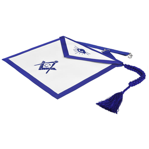 Master Mason Blue Lodge <b>Apron</b> <b>White</b> Cotton With Blue Cords & Tassels High End Masonic <b>Aprons</b> produced with fine materials - Product Image 4