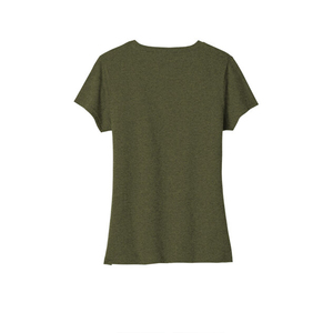 T-shirt pour femme de haute qualité à col en V, en mélange de coton doux et respirant, à manches courtes, vêtement décontracté, logo personnalisé, fournisseur d'usine OEM - Product Image 1