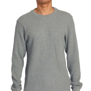 Pull en maille côtelée gris pour homme, col rond, manches longues, coupe classique, vêtements d'automne, sweat-shirt à manches longues - Product Image 4