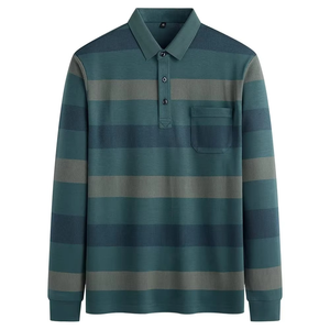 Camiseta Polo a Rayas Casual para Hombre, Transpirable, de Manga Larga para Verano, Precio de Fábrica OEM ODM, Camiseta para Hombre - Product Image 4