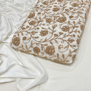 Fournisseur en gros de tissus en soie brodés de perles, fabricant de tissus en soie brodés de perles en Inde, tissu en soie brodé avec des perles - Product Image 1