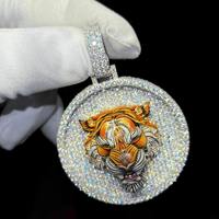 Pendentif Tête de Tigre de Luxe ZAWO HOUSE en Argent 925 avec Micro-Incrustation de Moissanite, Breloque Thème Animal, Cadeau Unisexe