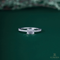 Bagues de mariage en or véritable pour femmes, serties de diamants taille baguette, certifiées IGI, bijoux raffinés pour fiançailles et mariage