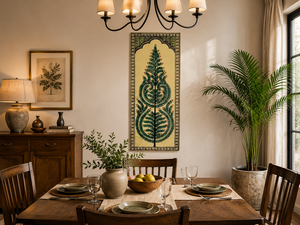Pintura Tradicional Pattachitra del Árbol de la Vida - Origen Orissa - Decoración Colgante para Interiores de Sala de Estar - Product Image 4