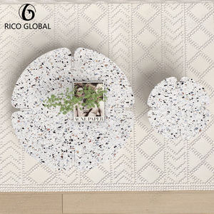 Modern Terrazzo <b>Coffee</b> <b>Table</b> <b>Set</b> Minimalist Living Room Furniture Concrete Side <b>Table</b> <b>Nesting</b> Design White Speckled Finish - Product Image 2