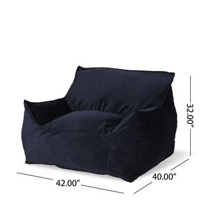 Poltrona Sacco Allea in Velluto Blu Notte con Braccioli, Comodo Divano Sacco - Product Image 4
