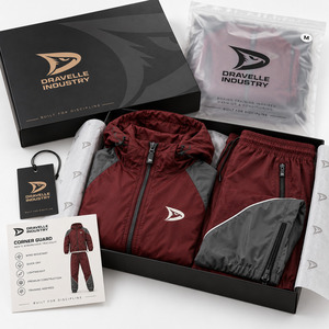 Winter Solid Printed Oxblood <b>Burgundy</b> Crinkle Fabric Hooded Jacket Grey Panel <b>Men's</b> Tracksuit Windproof Waterproof Eco-Friendly - Product Image 5