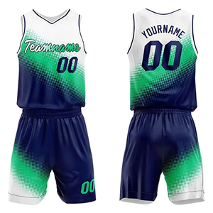Uniforme de Baloncesto Profesional Personalizado al por Mayor, Jersey Azul, Blanco y Verde, Fabricante OEM ODM, Proveedor de Marca Privada, Calidad de Exportación - Product Image 1