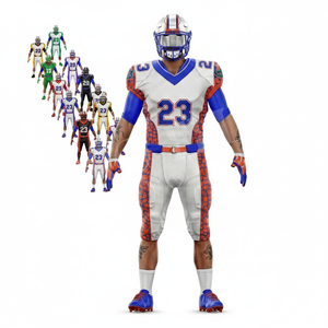Whole Sale Customized Two Piece <b>Sets</b> V Neck Jersey Pants American Football Uniforms Custom Printed Unique Design Football Kits - Product Image 1