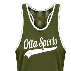 Olive Green <b>White</b> Swim <b>Tank</b> <b>Top</b> Sleeveless Racerback Lightweight Quick Dry Breathable Training Performance Athletic Swimwear - Product Image 3