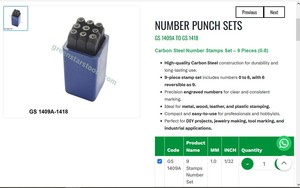 Carbon Steel Number Punch Set 9 Piece 0 8 Metal Stamping Jewelry <b>Tools</b> |Item No GS-1416 - Product Image 3