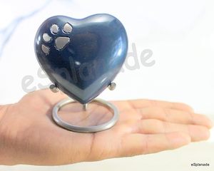 Heart-Shaped Pet Urn for <b>Dogs</b> Blue Polyresin Modern Design Durable Cremation Keepsake Memorial - Product Image 3