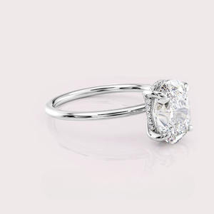 IGI Certified Lab Grown Oval <b>Diamond</b> Ring with Prong Setting Rhodium Plating in Solid 925 Sterling Silver for Women's Daily Wear - Product Image 2