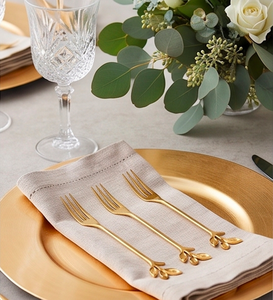 Juego de tenedores de acero inoxidable chapados en oro, diseño de hoja de lujo, cubiertos para fiestas, tenedores para frutas, cubiertos con acabado espejo para uso doméstico - Product Image 3