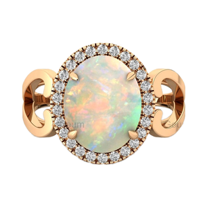 แหวนเพชรแท้18K ทำด้วยมืออัญมณีโอปอลจากเอธิโอเปียธรรมชาติทำด้วยมือสำหรับงานแต่งงานและของขวัญครบรอบ - Product Image 1