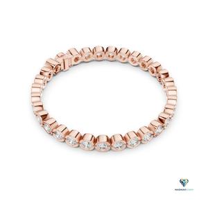 9.30 CT Rose <b>Gold</b> Round Lab Grown Diamond Bezel Set Tennis Bracelet in 18K <b>Solid</b> <b>Gold</b> - Product Image 3