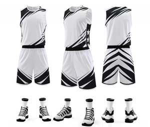 Ensemble de maillots de basket-ball personnalisés pour hommes, uniforme de sport sans manches, kit d'entraînement à séchage rapide, sublimation, vêtements en gros OEM - Product Image 1