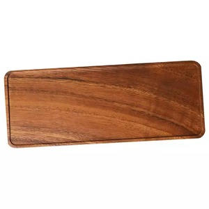 Plateau de service rectangulaire en bois massif Vellwood, design minimaliste, durable, type assiette, ensemble de plateaux de service en bois faits à la main - Product Image 1