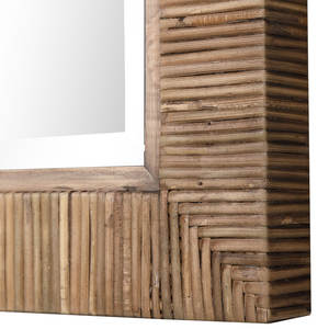 Espejo de pared plano hecho a mano de madera maciza y ratán con un elegante diseño enmarcado - Product Image 6