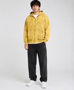Sudadera Unisex con Capucha y Cremallera, Color Amarillo Sólido, Corte Regular, Casual, Manga Larga, con Bolsillos, Tejido de Felpa, para Invierno, Antiarrugas Digital - Product Image 1