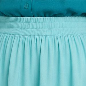 Ensemble chemisier brodé et jupe longue pour femme, bleu sarcelle et bleu piscine, manches longues, boutonnage, taille haute, tenue modeste deux pièces OEM - Product Image 6